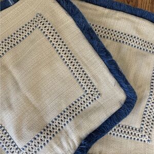 Stylish Cream and Blue Accent Pillows